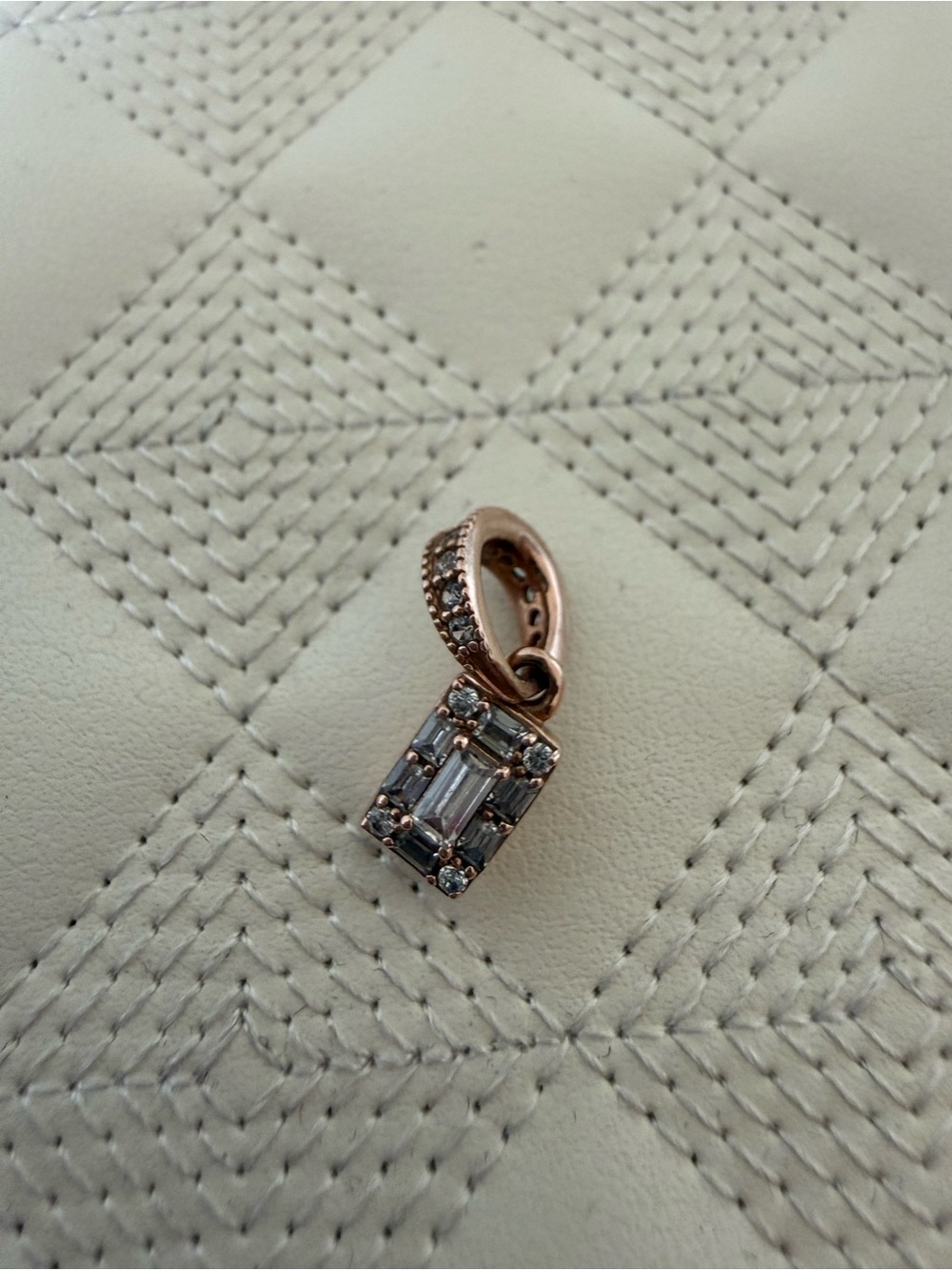 Pandora Rose Gold Rectangular CZ Charm Pendant